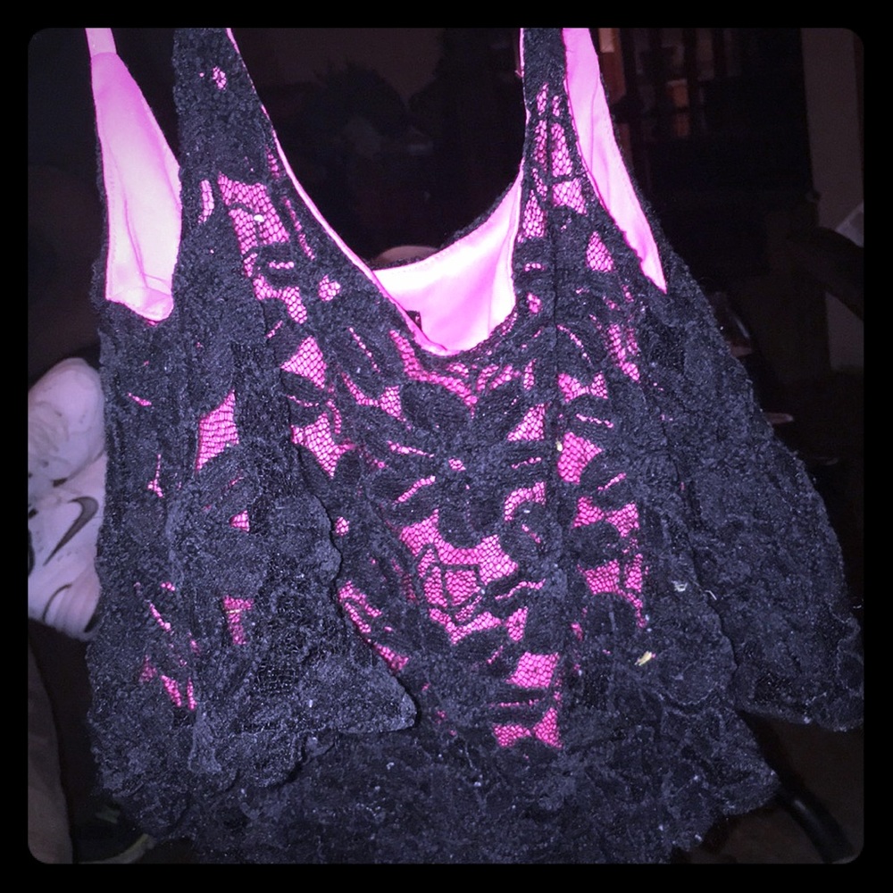 Cute black lace crop top